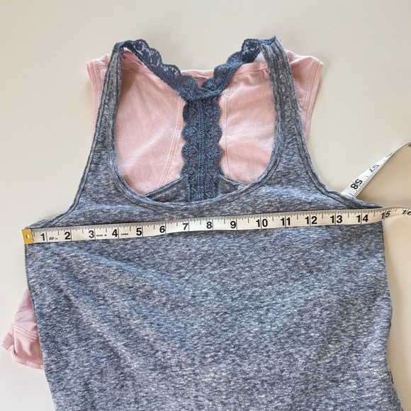 A&F Blue Lace Trim Racerback Burnout Tank Split Open Back Women’s Size XS - Picture 8 of 9